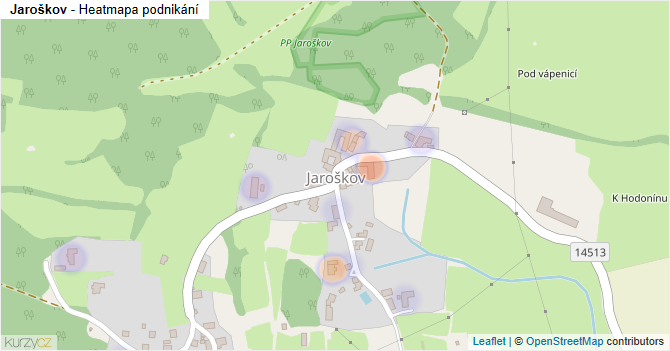 Jaroškov - mapa podnikání