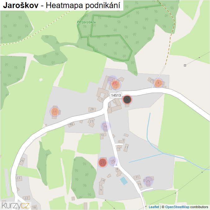 Mapa Jaroškov - Firmy v části obce.