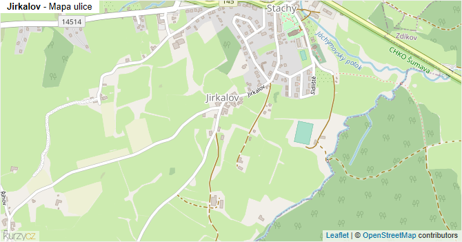 Jirkalov - mapa ulice