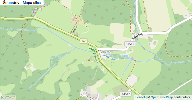 Šebestov - mapa ulice