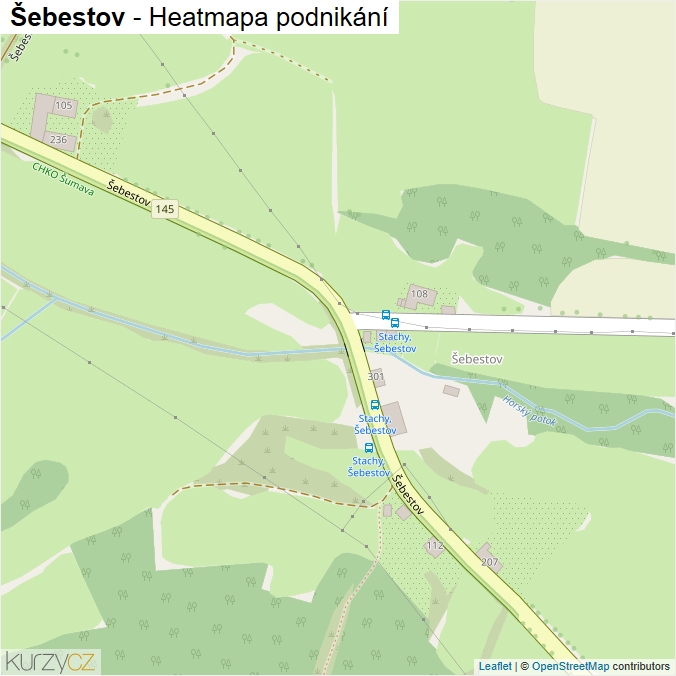 Mapa Šebestov - Firmy v ulici.