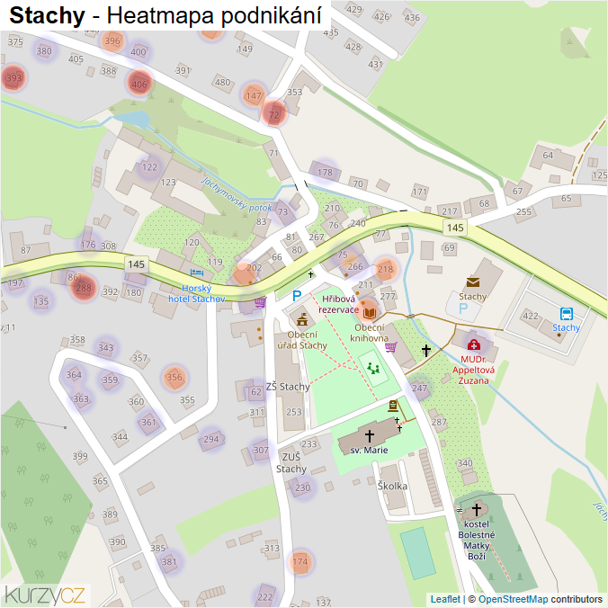 Mapa Stachy - Firmy v části obce.