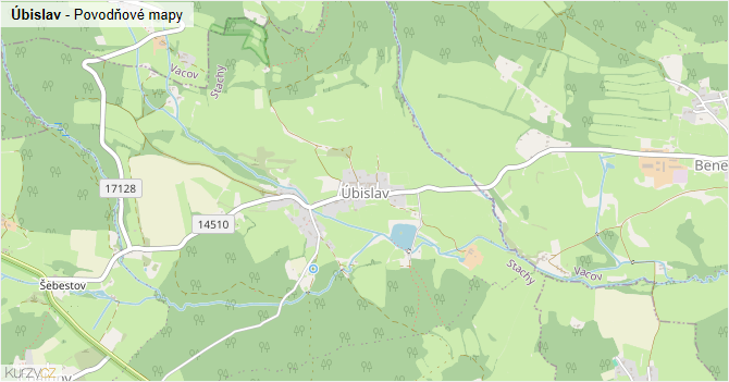 Úbislav - záplavové mapy stoleté vody