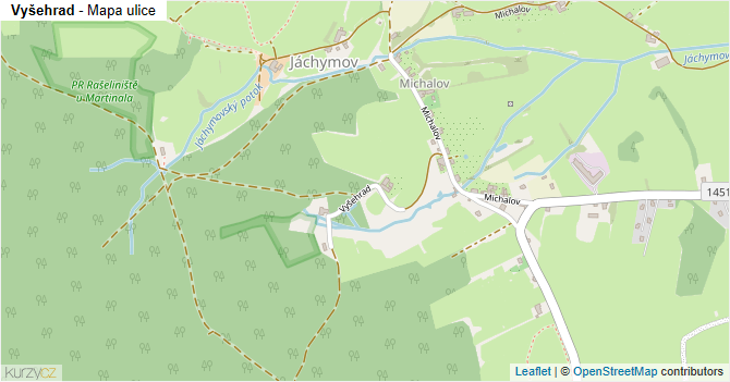 Vyšehrad - mapa ulice