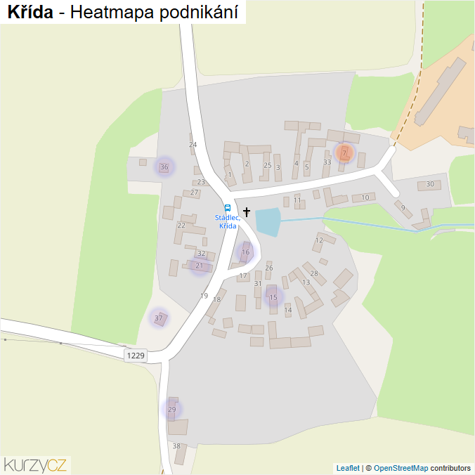 Mapa Křída - Firmy v části obce.