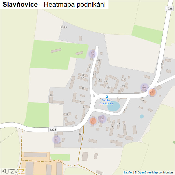 Mapa Slavňovice - Firmy v části obce.