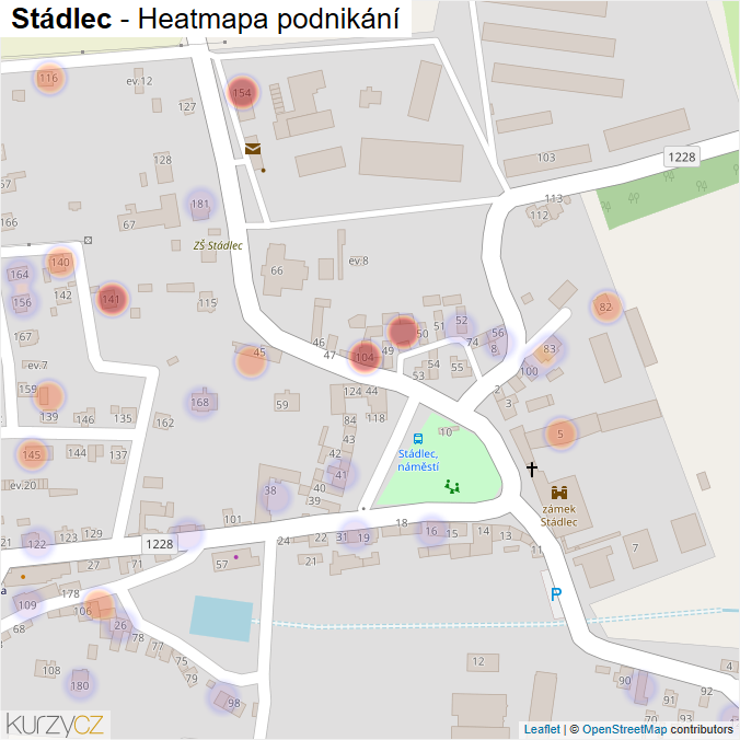 Mapa Stádlec - Firmy v části obce.