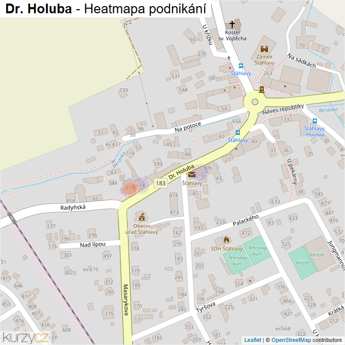 Mapa Dr. Holuba - Firmy v ulici.
