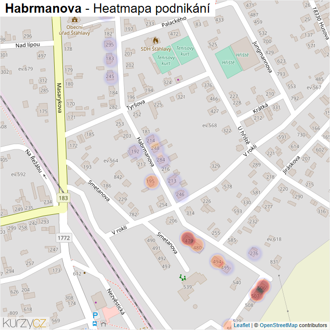 Mapa Habrmanova - Firmy v ulici.