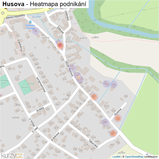 Mapa Husova - Firmy v ulici.