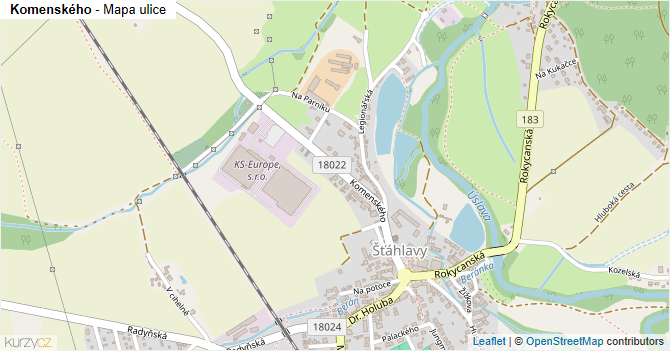 Komenského - mapa ulice