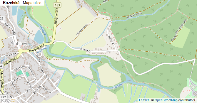 Kozelská - mapa ulice
