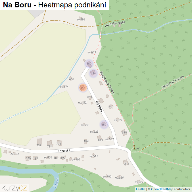 Mapa Na Boru - Firmy v ulici.