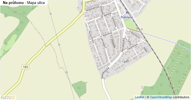 Na průhonu - mapa ulice