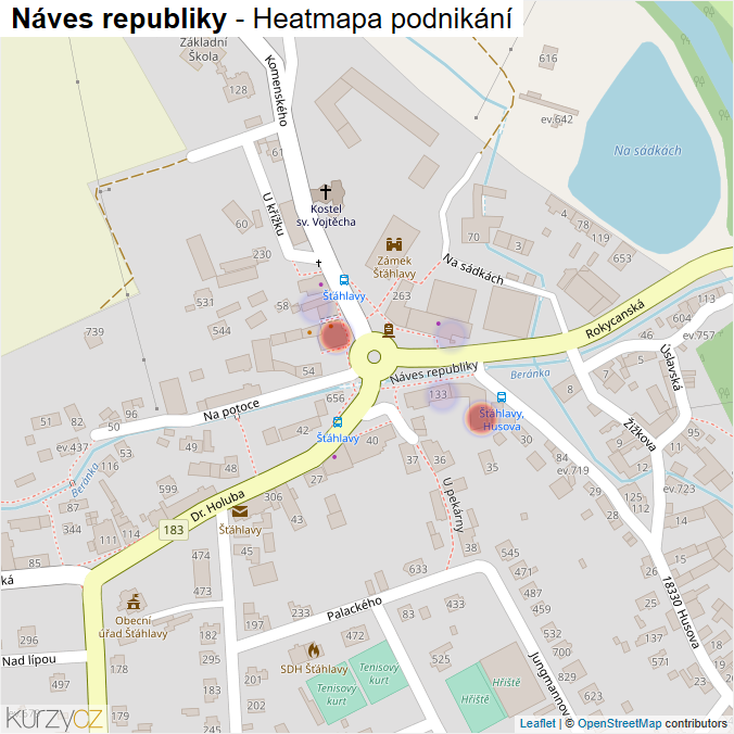 Mapa Náves republiky - Firmy v ulici.