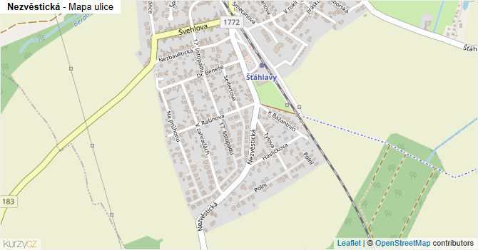 Nezvěstická - mapa ulice