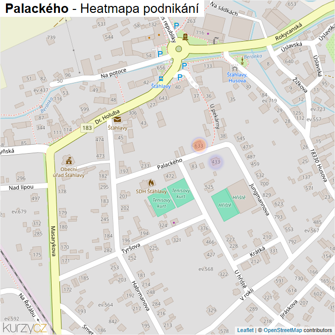 Mapa Palackého - Firmy v ulici.