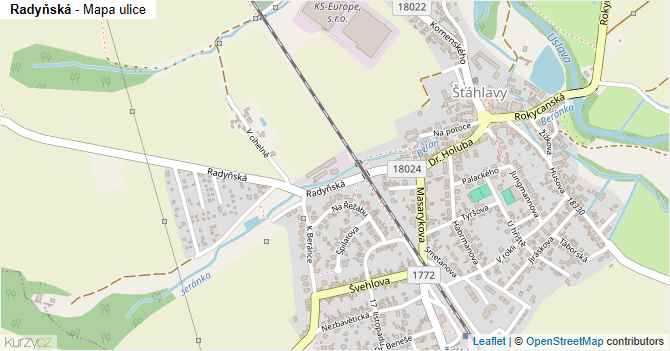 Radyňská - mapa ulice