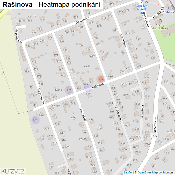 Mapa Rašínova - Firmy v ulici.