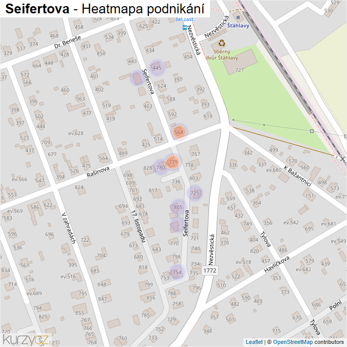 Mapa Seifertova - Firmy v ulici.