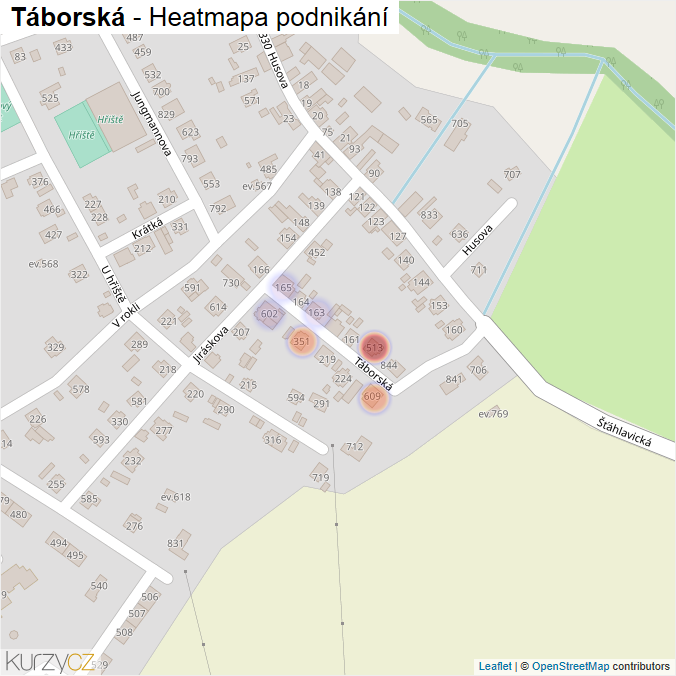 Mapa Táborská - Firmy v ulici.