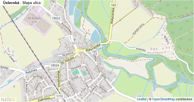 Úslavská - mapa ulice