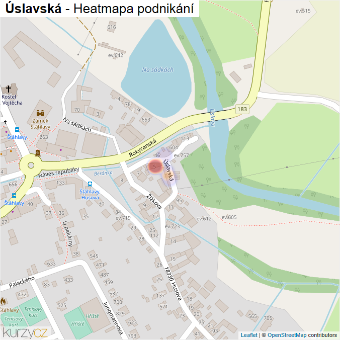 Mapa Úslavská - Firmy v ulici.