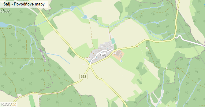 Stáj - záplavové mapy stoleté vody