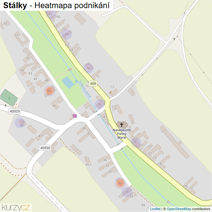 Mapa Stálky - Firmy v části obce.
