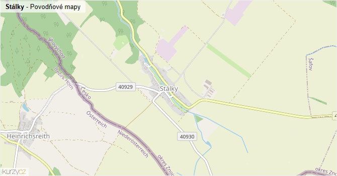 Stálky - záplavové mapy stoleté vody