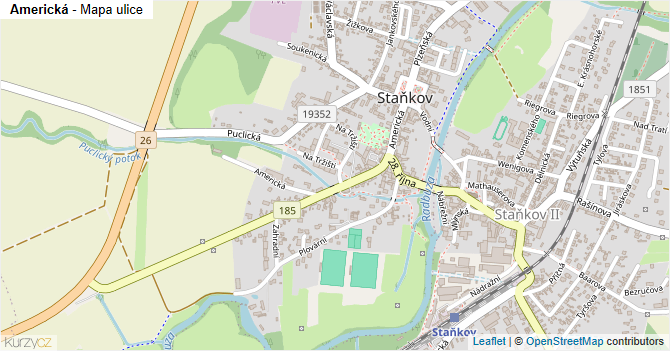 Americká - mapa ulice