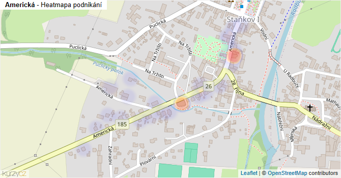 Americká - mapa podnikání