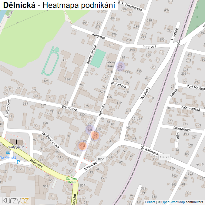 Mapa Dělnická - Firmy v ulici.