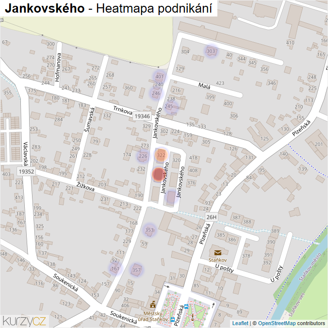 Mapa Jankovského - Firmy v ulici.