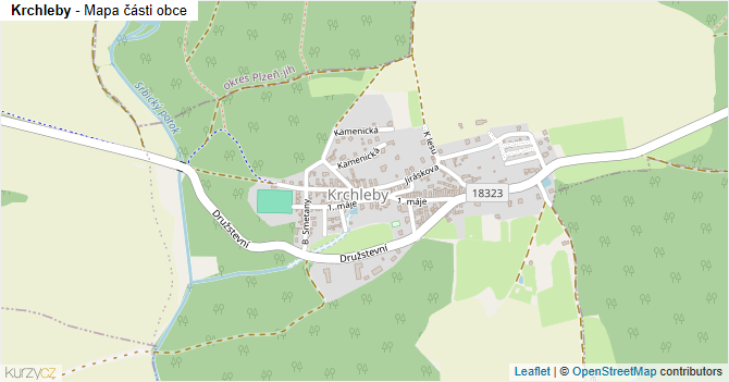 Krchleby - mapa části obce