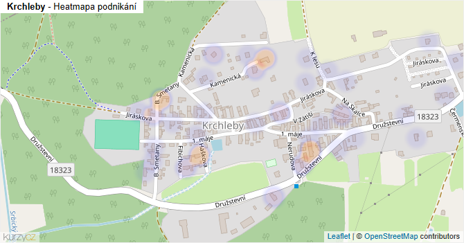 Krchleby - mapa podnikání