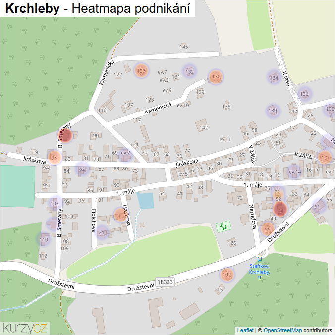 Mapa Krchleby - Firmy v části obce.