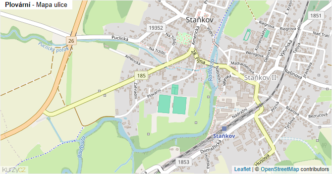 Plovární - mapa ulice