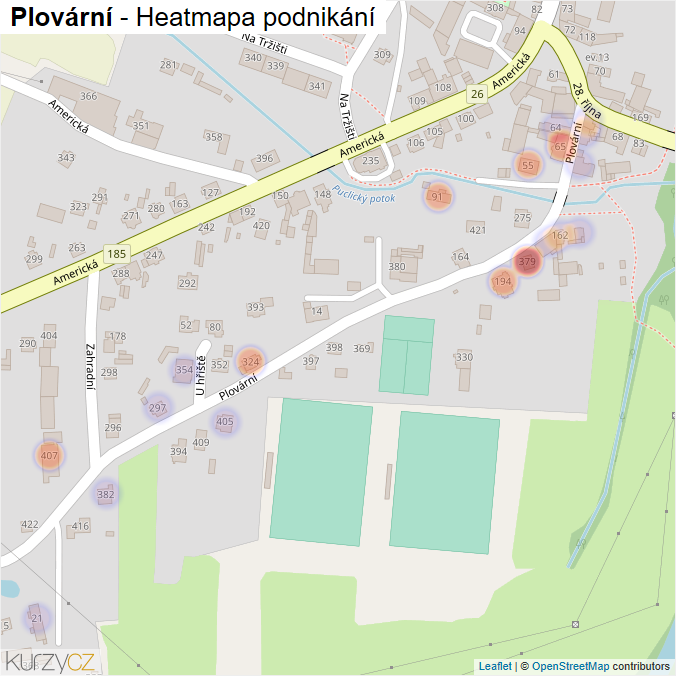 Mapa Plovární - Firmy v ulici.