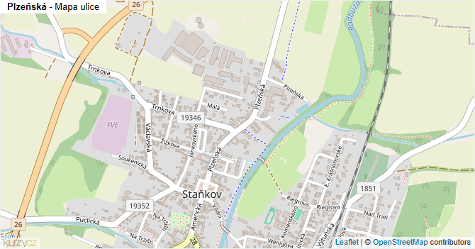 Plzeňská - mapa ulice
