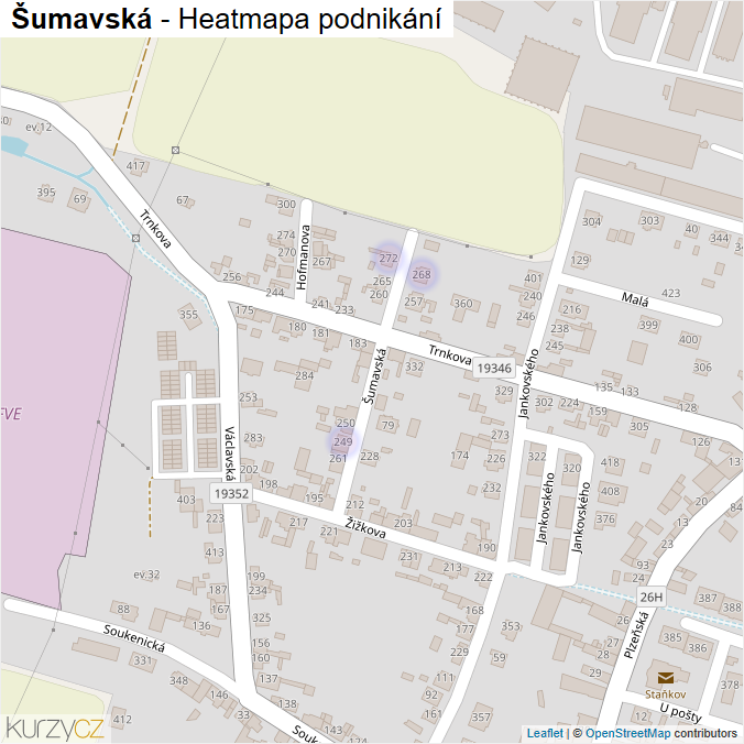 Mapa Šumavská - Firmy v ulici.