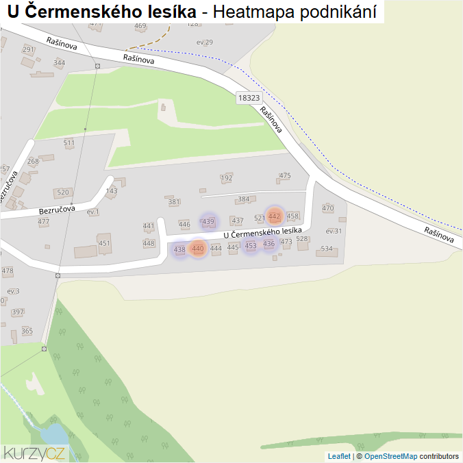 Mapa U Čermenského lesíka - Firmy v ulici.