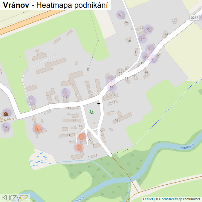 Mapa Vránov - Firmy v části obce.