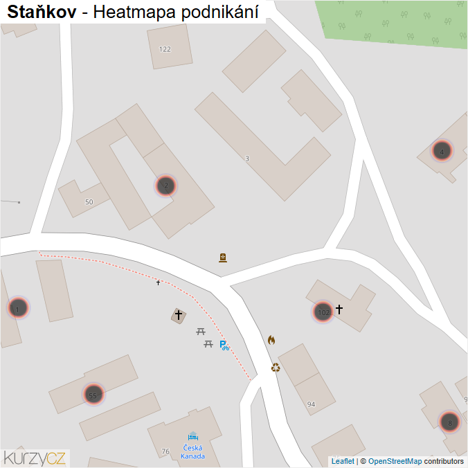 Mapa Staňkov - Firmy v obci.