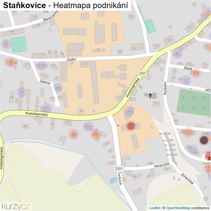 Mapa Staňkovice - Firmy v části obce.