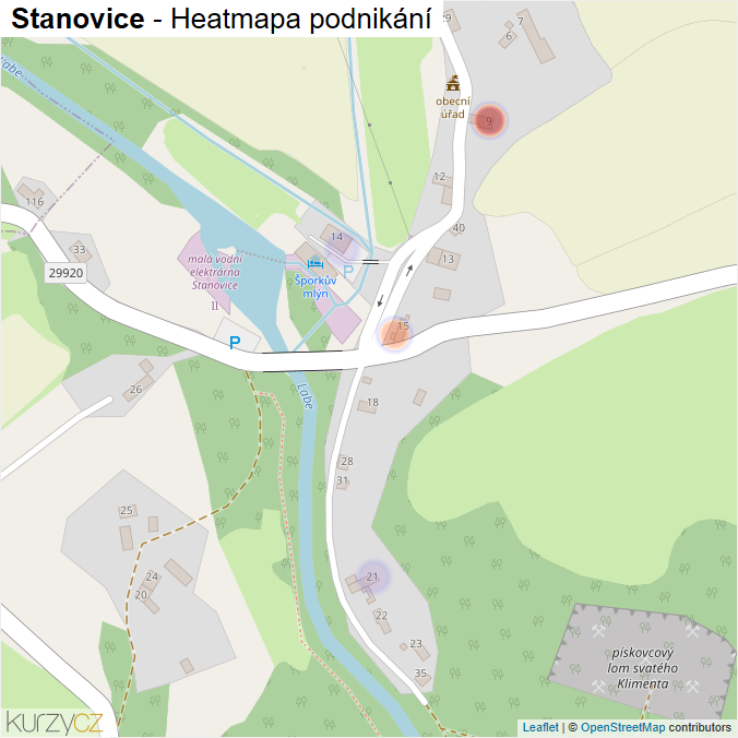 Mapa Stanovice - Firmy v části obce.