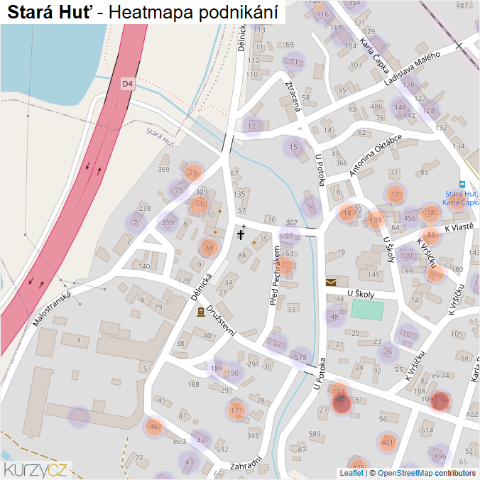 Mapa Stará Huť - Firmy v obci.