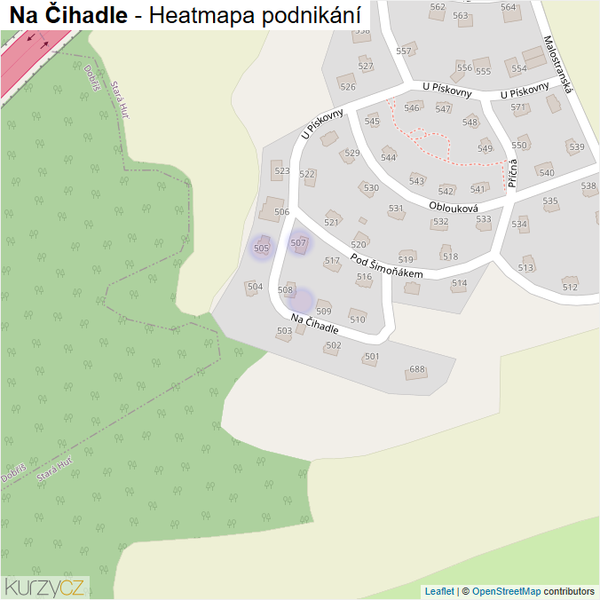 Mapa Na Čihadle - Firmy v ulici.
