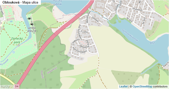 Oblouková - mapa ulice