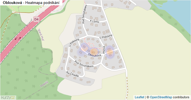 Oblouková - mapa podnikání